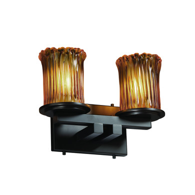 Bathroom Fixtures Two Lights by Justice Designs ( 102 | GLA-8772-16-AMBR-MBLK Veneto Luce ) 
