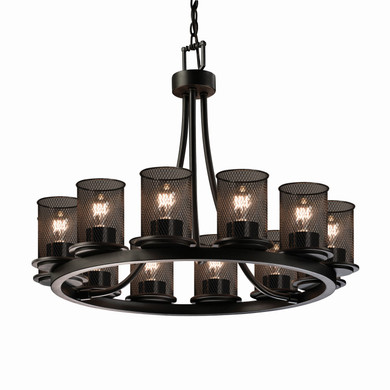 Mid. Chandeliers Metal Shade by Justice Designs ( 102 | MSH-8768-10-MBLK Wire Mesh ) 