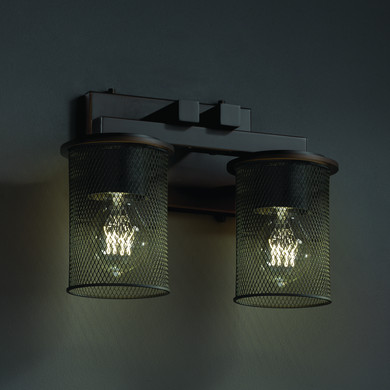 Bathroom Fixtures Two Lights by Justice Designs ( 102 | MSH-8772-10-DBRZ Wire Mesh ) 
