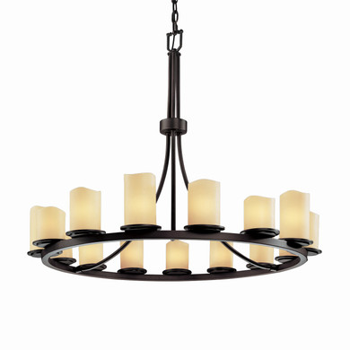 Large Chandeliers Glass Shade by Justice Designs ( 102 | CNDL-8715-14-CREM-DBRZ-LED15-10500 CandleAria ) 