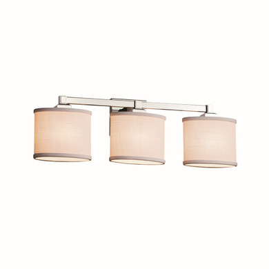 Bathroom Fixtures Three Lights by Justice Designs ( 102 | FAB-8433-30-WHTE-CROM Textile ) 