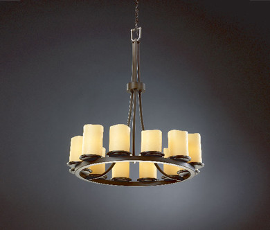 Mid. Chandeliers Glass Up by Justice Designs ( 102 | CNDL-8763-14-AMBR-DBRZ CandleAria ) 