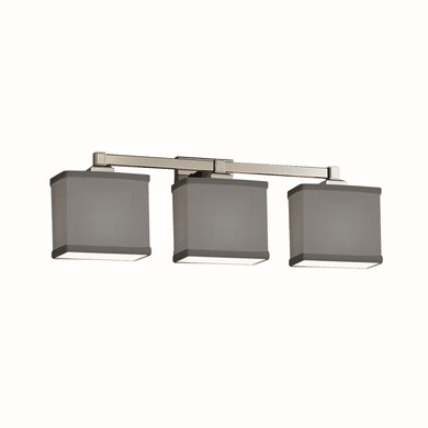 Bathroom Fixtures Three Lights by Justice Designs ( 102 | FAB-8433-55-GRAY-NCKL Textile ) 