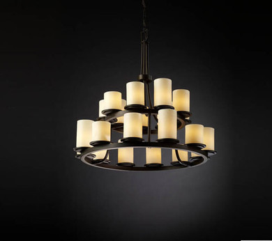 Mid. Chandeliers Glass Up by Justice Designs ( 102 | CNDL-8767-10-CREM-DBRZ CandleAria ) 