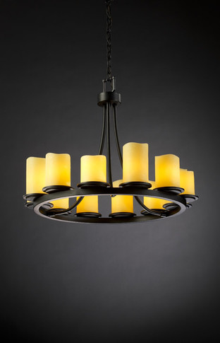 Mid. Chandeliers Glass Up by Justice Designs ( 102 | CNDL-8768-14-AMBR-MBLK CandleAria ) 