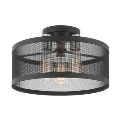 Semi-Flush Mts. Drum Shade by Livex Lighting ( 107 | 46218-04 Industro ) 