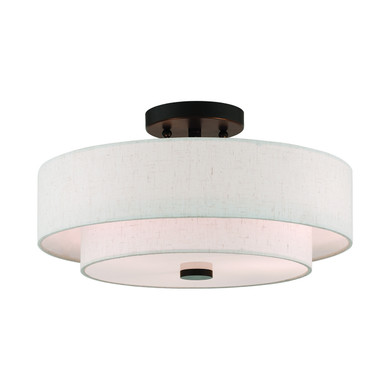Semi-Flush Mts. Drum Shade by Livex Lighting ( 107 | 51084-92 Monroe ) 