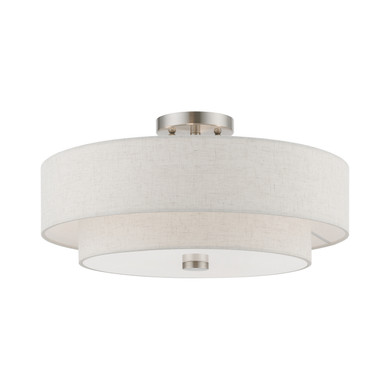 Semi-Flush Mts. Drum Shade by Livex Lighting ( 107 | 51085-91 Meridian ) 
