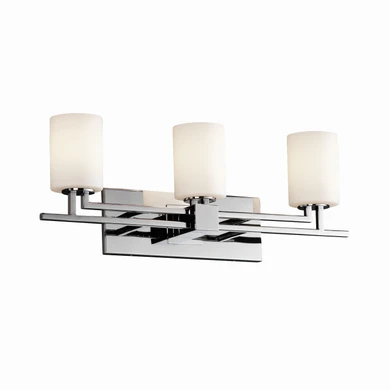 Bathroom Fixtures Three Lights by Justice Designs ( 102 | FSN-8703-10-OPAL-CROM-LED3-2100 Fusion ) 