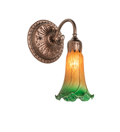 Sconces Single Glass by Meyda Tiffany ( 57 | 253600 Amber/Green Pond Lily ) 