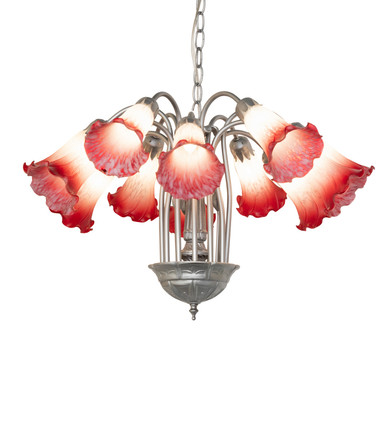 Mid. Chandeliers Glass Down by Meyda Tiffany ( 57 | 276573 Pink/White Tiffany Pond Lily ) 