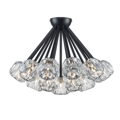 Semi-Flush Mts. Glass Down by Trans Globe Imports ( 110 | 11739 BK Crystal Court ) 