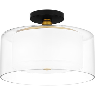 Semi-Flush Mts. Drum Shade by Quoizel ( 10 | ROW1714MBK Rowland ) 