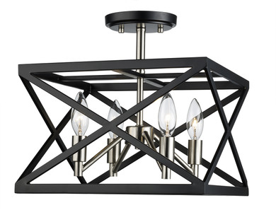 Semi-Flush Mts. Cage by Trans Globe Imports ( 110 | 71054 BK/BN ) 
