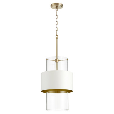 Pendants Metal Shade by Quorum ( 19 | 8013-0880 Glass Cylinder Drum Pendants ) 