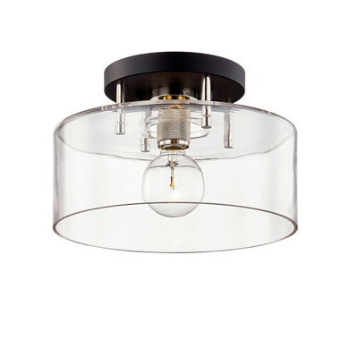 Semi-Flush Mts. Drum Shade by Troy Lighting ( 67 | C7551-TBK/PN Bergamot Station ) 