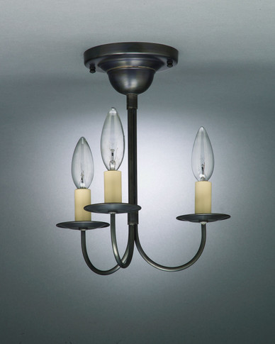 Semi-Flush Mts. Candle by Northeast Lantern ( 196 | 903F-DB-LT3 Flush Mount ) 