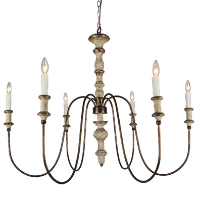 Large Chandeliers Candle by Terracotta Designs ( 374 | H8122-6GY Karalea ) 