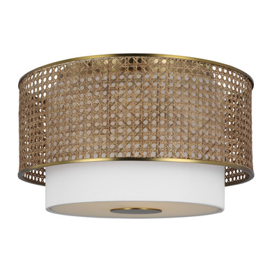 Flush Mounts Drum Shade by Visual Comfort Studio ( 454 | KSF1043BBSBRTN Sawyer ) 