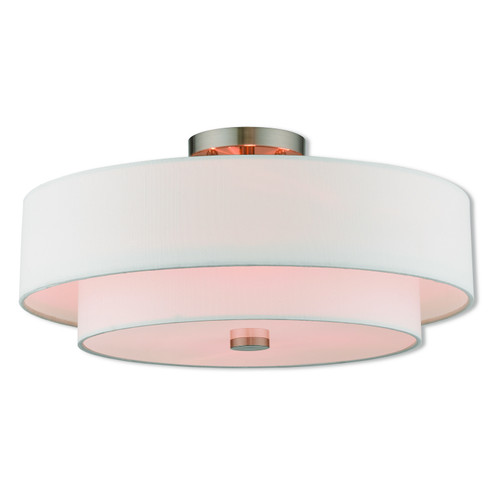 Semi-Flush Mts. Drum Shade by Livex Lighting ( 107 | 51045-91 Meridian ) 