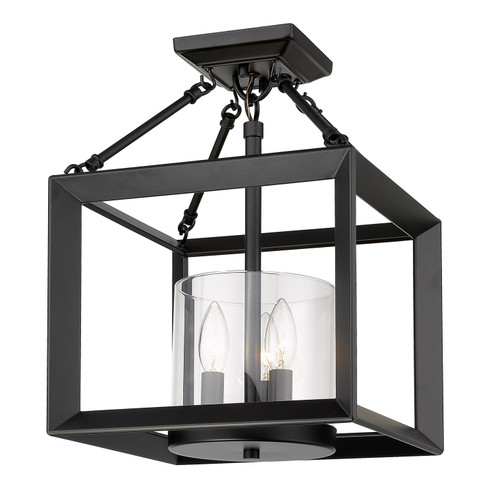 Semi-Flush Mts. Cage by Golden ( 62 | 2073-SF BLK-CLR Smyth ) 