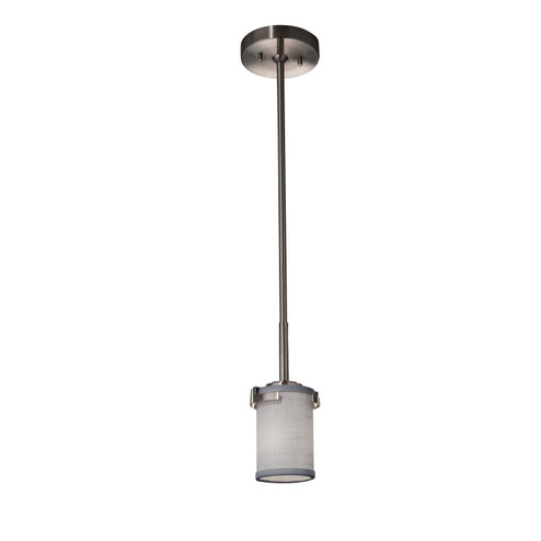 Mini Pendants Drum Shade by Justice Designs ( 102 | FAB-8455-10-GRAY-NCKL-LED1-700 Textile ) 