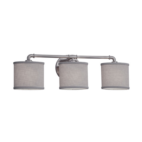 Bathroom Fixtures Three Lights by Justice Designs ( 102 | FAB-8463-30-GRAY-NCKL Textile ) 
