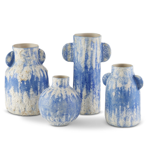 Home Accents Vases/Urns by Currey and Company ( 142 | 1200-0738 Paros Blue Vase Set of 4 ) 