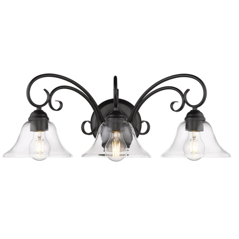 Bathroom Fixtures Three Lights by Golden ( 62 | 8606-BA3 BLK-CLR Homestead ) 