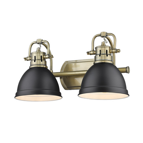 Bathroom Fixtures Two Lights by Golden ( 62 | 3602-BA2 AB-BLK Duncan ) 
