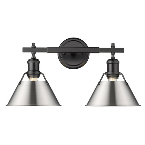 Bathroom Fixtures Two Lights by Golden ( 62 | 3306-BA2 BLK-PW Orwell ) 