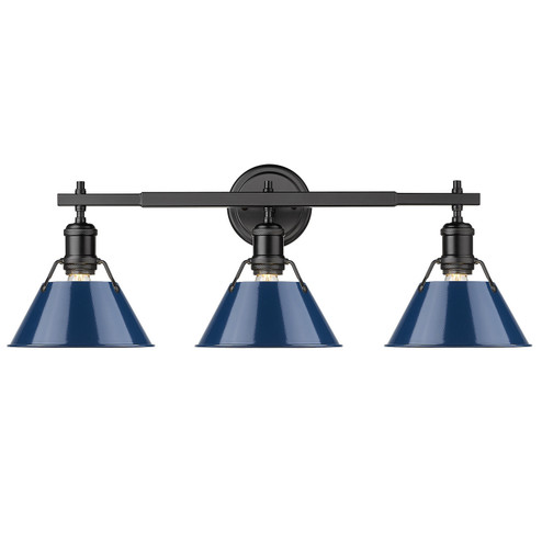 Bathroom Fixtures Three Lights by Golden ( 62 | 3306-BA3 BLK-NVY Orwell ) 