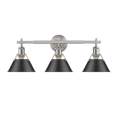 Bathroom Fixtures Three Lights by Golden ( 62 | 3306-BA3 PW-BLK Orwell ) 