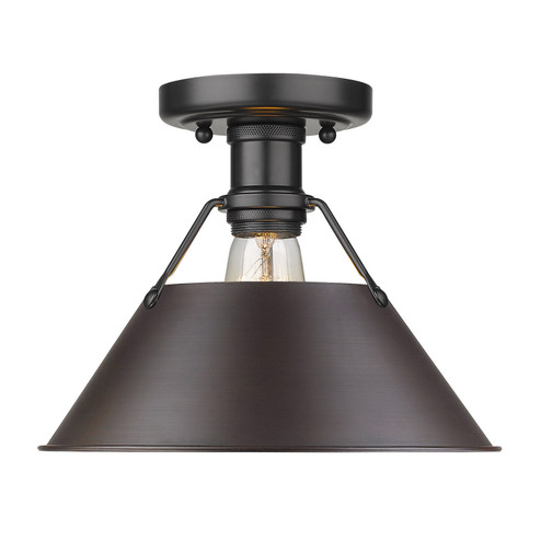 Flush Mounts Metal Shade by Golden ( 62 | 3306-FM BLK-RBZ Orwell ) 