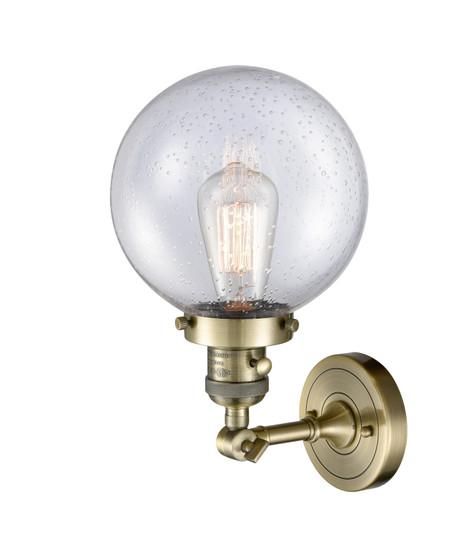 Sconces Single Glass by Innovations ( 405 | 203SW-AB-G204-8-LED Franklin Restoration ) 