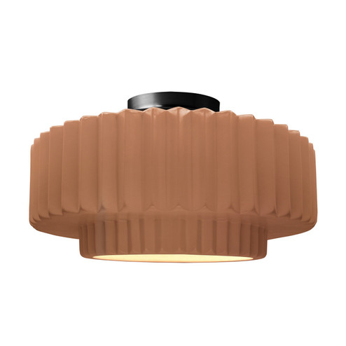 Semi-Flush Mts. Drum Shade by Justice Designs ( 102 | CER-6375-ADOB-MBLK Radiance ) 