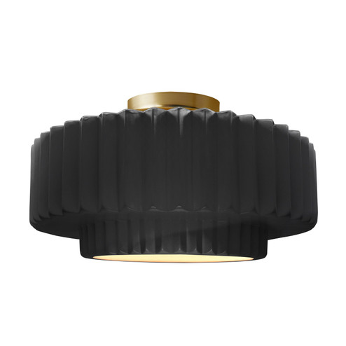 Semi-Flush Mts. Drum Shade by Justice Designs ( 102 | CER-6375-BLK-BRSS Radiance ) 
