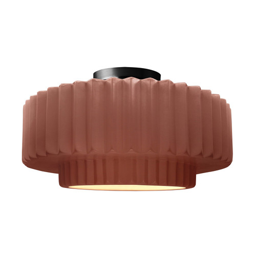 Semi-Flush Mts. Drum Shade by Justice Designs ( 102 | CER-6375-CLAY-MBLK Radiance ) 