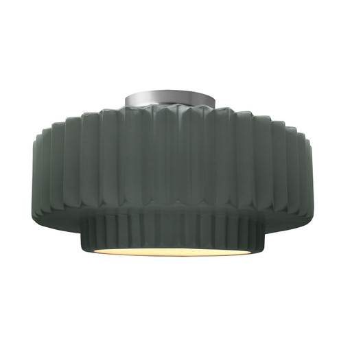 Semi-Flush Mts. Drum Shade by Justice Designs ( 102 | CER-6375-PWGN-NCKL Radiance ) 