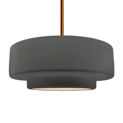 Pendants Drum Shade by Justice Designs ( 102 | CER-6545-GRY-BRSS-RIGID Radiance ) 