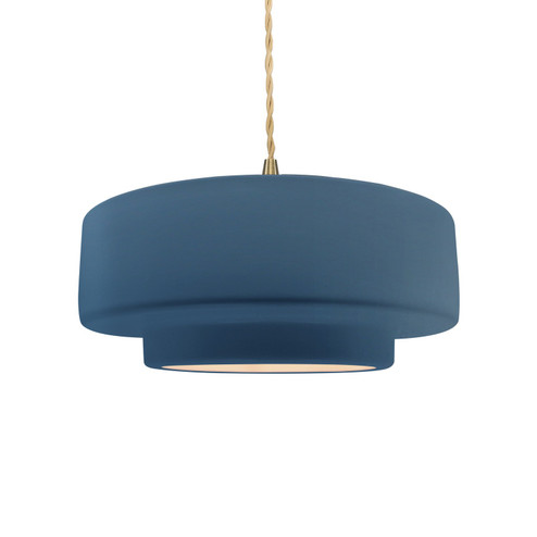 Pendants Drum Shade by Justice Designs ( 102 | CER-6543-MDMT-BRSS-BEIG-TWST Radiance ) 