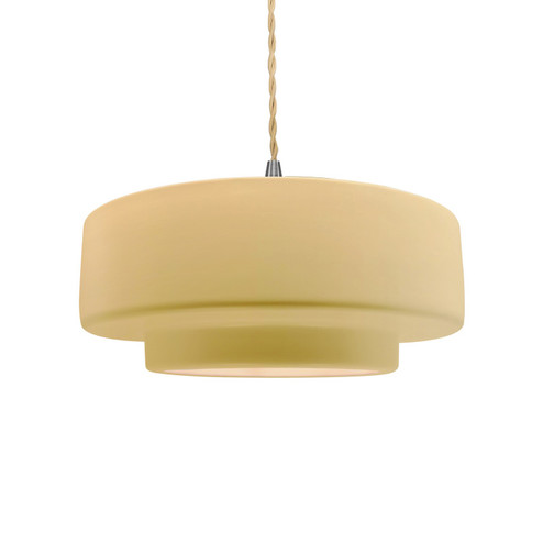Pendants Drum Shade by Justice Designs ( 102 | CER-6543-MYLW-NCKL-BEIG-TWST Radiance ) 