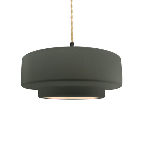 Pendants Drum Shade by Justice Designs ( 102 | CER-6543-PWGN-MBLK-BEIG-TWST Radiance ) 