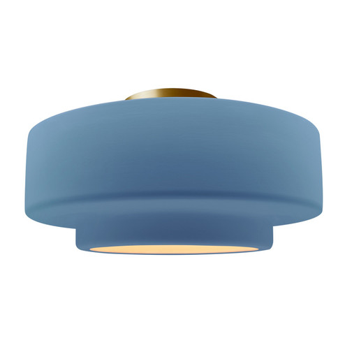 Semi-Flush Mts. Drum Shade by Justice Designs ( 102 | CER-6365-SKBL-BRSS Radiance ) 