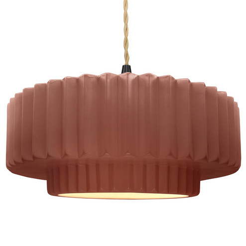 Pendants Drum Shade by Justice Designs ( 102 | CER-6555-CLAY-MBLK-BEIG-TWST Radiance ) 