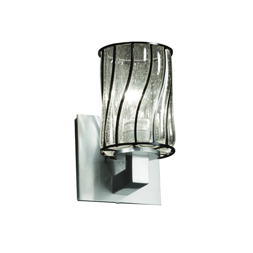 Sconces Single Glass by Justice Designs ( 102 | WGL-8921-10-SWCB-NCKL-LED1-700 Wire Glass ) 