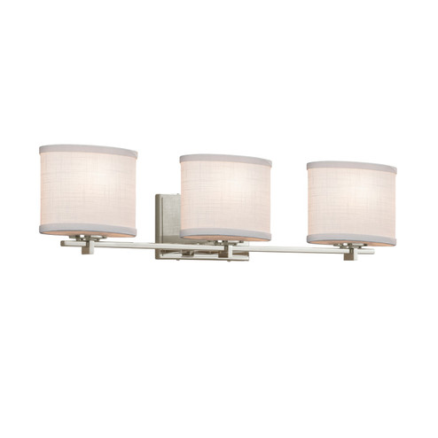 Bathroom Fixtures Three Lights by Justice Designs ( 102 | FAB-8443-30-WHTE-NCKL-LED3-2100 Textile ) 