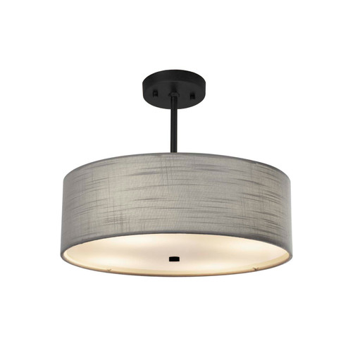 Pendants Drum Shade by Justice Designs ( 102 | FAB-9591-GRAY-MBLK Textile ) 