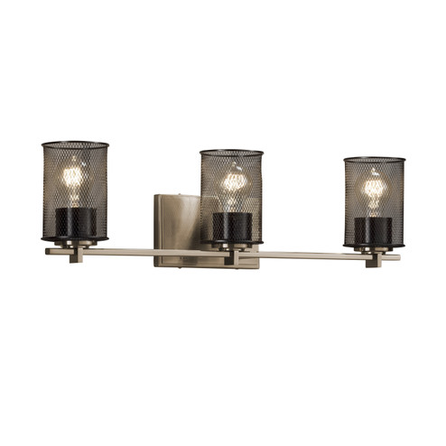 Bathroom Fixtures Three Lights by Justice Designs ( 102 | MSH-8443-10-BRSS Wire Mesh ) 