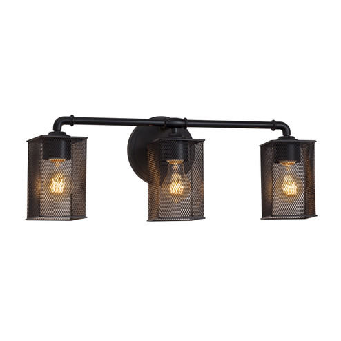 Bathroom Fixtures Three Lights by Justice Designs ( 102 | MSH-8463-15-MBLK Wire Mesh ) 